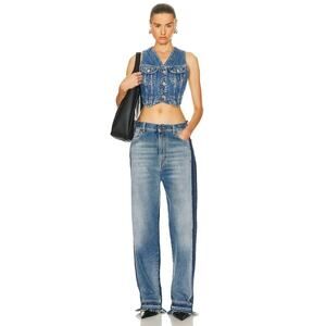 Re/Done Women's XS Stoney River Micro Trucker Crop Denim Vest Streetwear I16-7